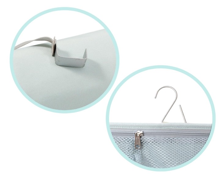 Detail der Taschen des Organizers